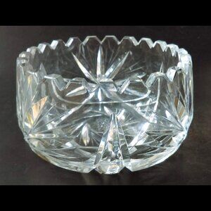 Vintage Pinwheel Star and Leaf Crystal Cut Glass Bowl w/ Modified Sawtooth Edge